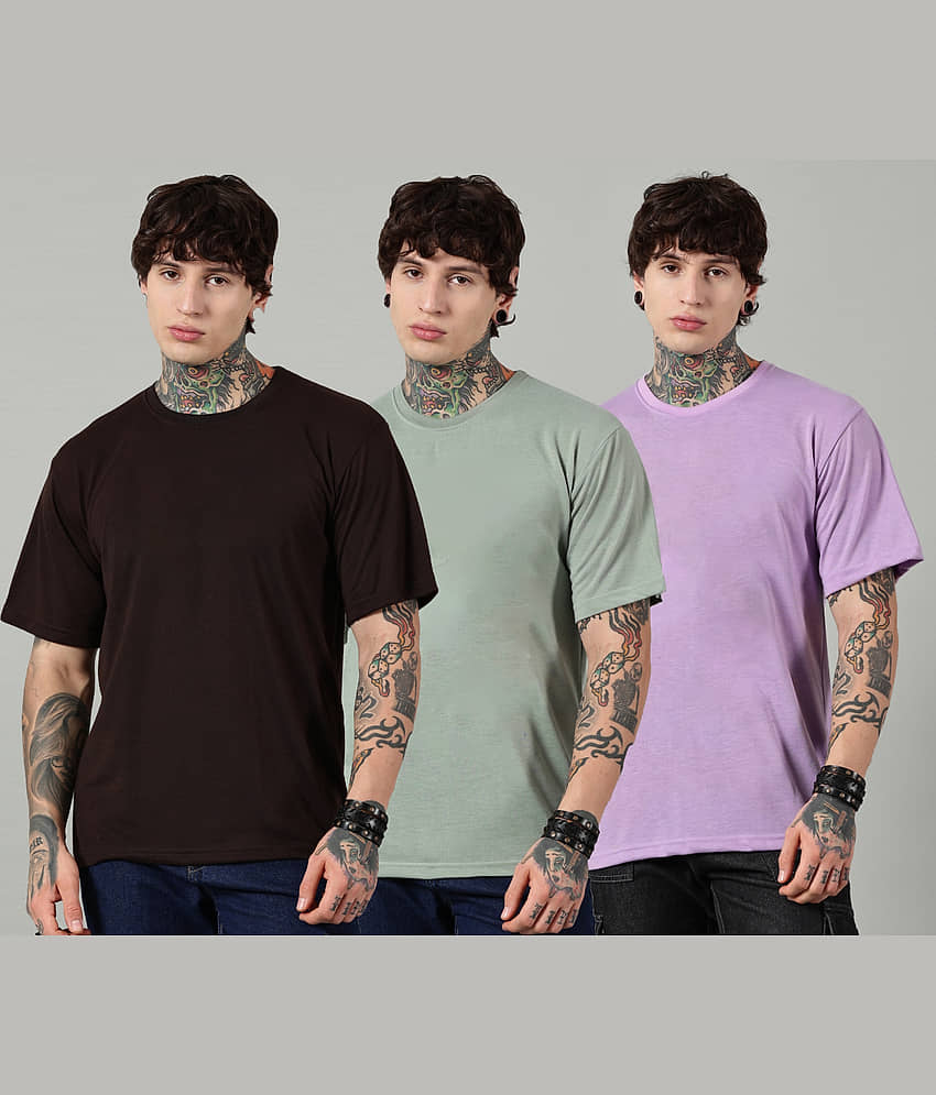 Diversify Men Cotton Blend Oversized Fit Solid T-Shirt ( Multicolor )