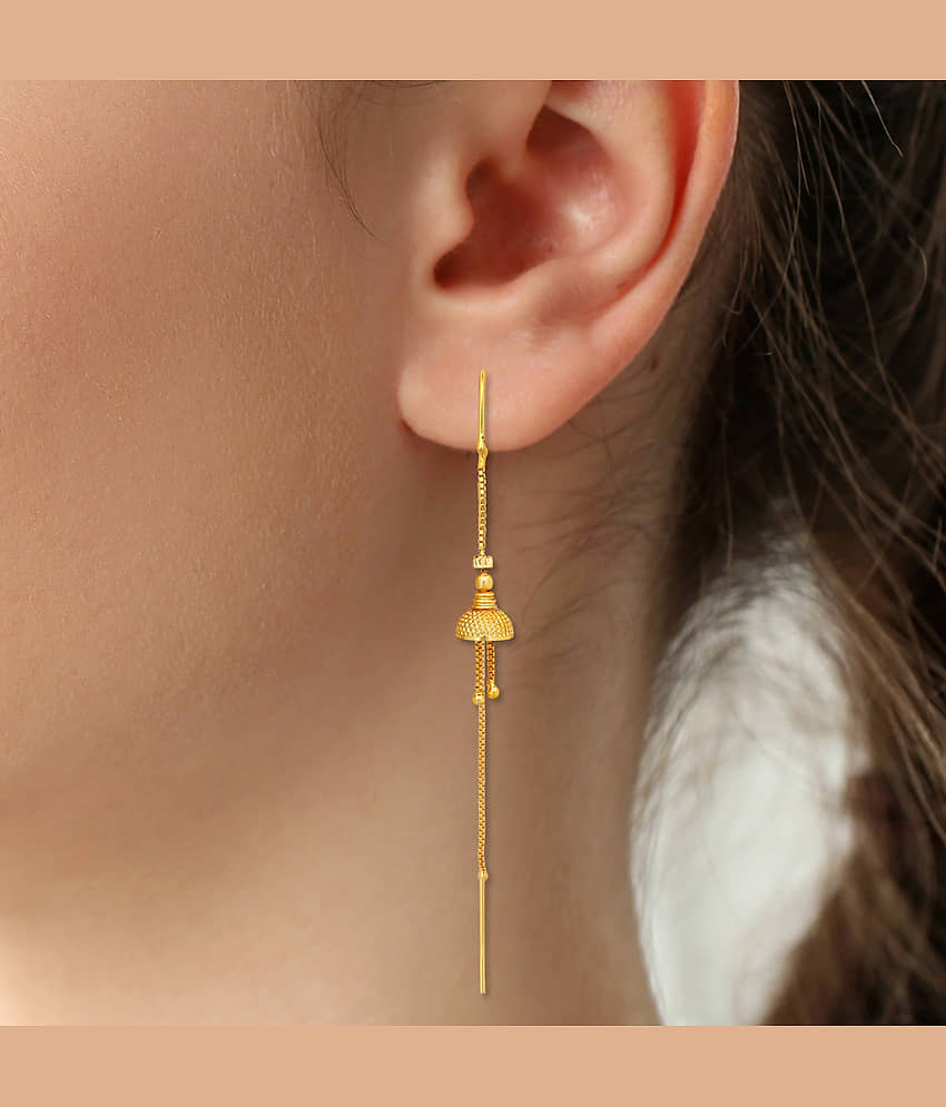 Drashti Collection Golden Threader Earrings ( Pack of 1 ) view 2