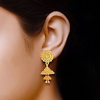 Vivastri Top Trending Alloy Gold Plated Jhumki Earrings for Women & Girls [VIVA2435ERG] view 2