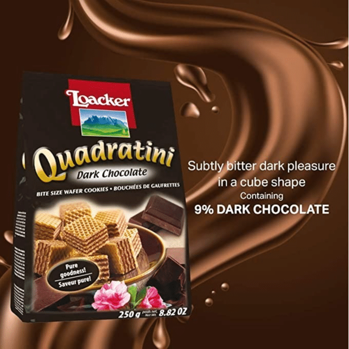 Loacker Quadratini Dark Chocolate Wafer, 250 gm view 2