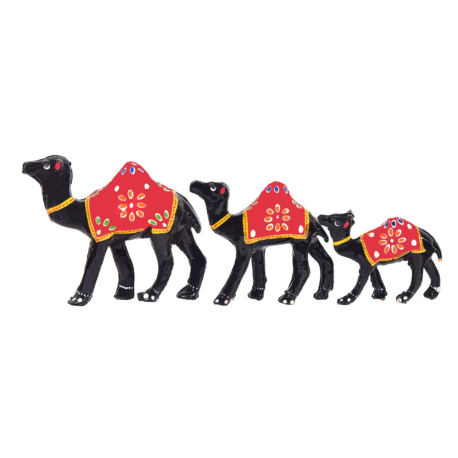 DreamKraft Paper Mache Set of 3 Showpiece Camel (12x10x 8 cm, Black) view 2
