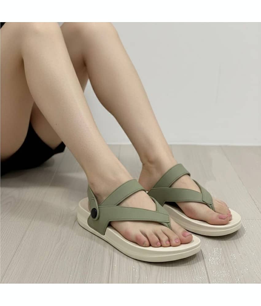 Monoction Olive Women's T-Strap Flats view 2