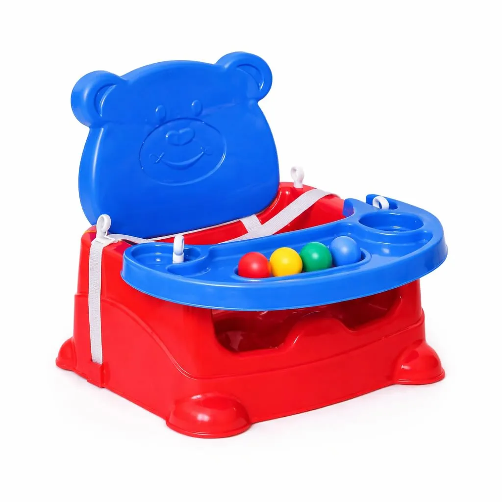6-in-1 Multipurpose Baby Booster Seat Cum Hanging Swing Seat | Toddler Plastic Chair with Backrest & Safety Support | Feeding Seat with Long Ropes & Hooks for Boys & Girls (13 Years) (Red/Blue) view 2
