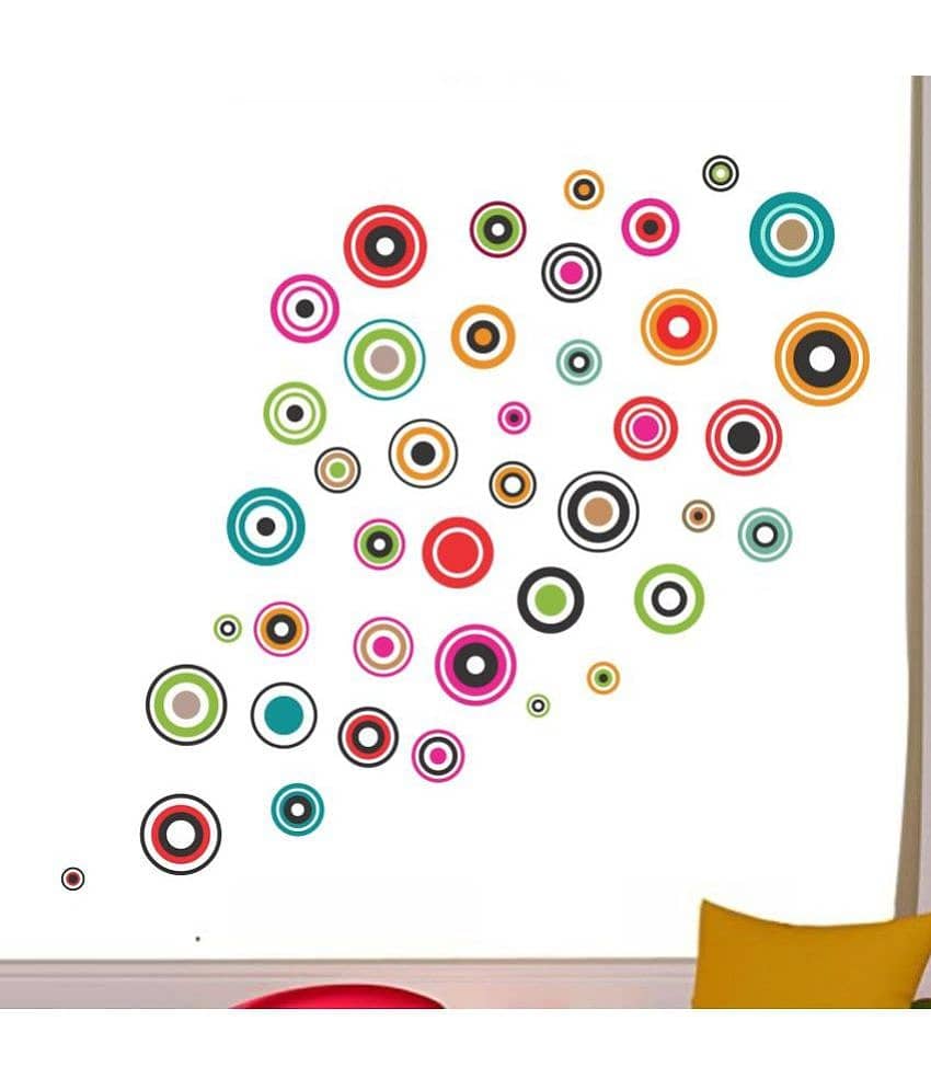 Asmi Collection Beautiful Self Adhesive Vinyl Circles Wall Sticker ( 115 x 125 cms ) view 2
