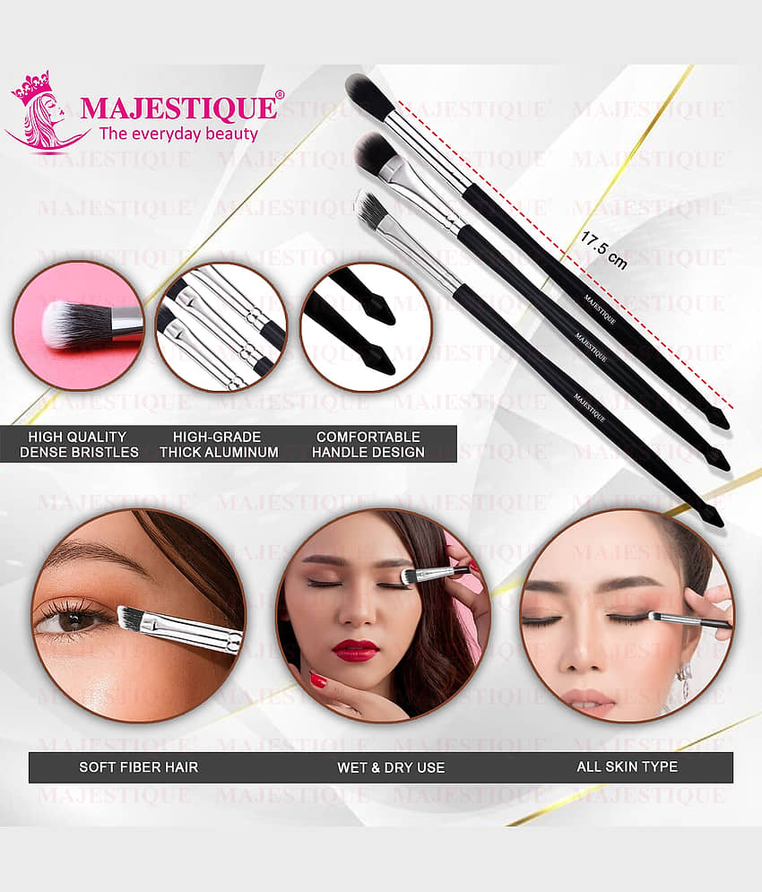 Majestique 3Pcs Eye Makeup Brush Set Contour Shading Eyeshadow Filler Large Brush & Smudge Brush view 2