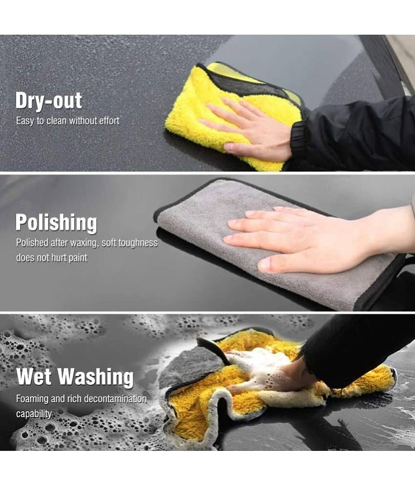 Auto Hub Yellow 800 GSM Microfiber Cloth For Automobile ( Pack of 5 ) view 2