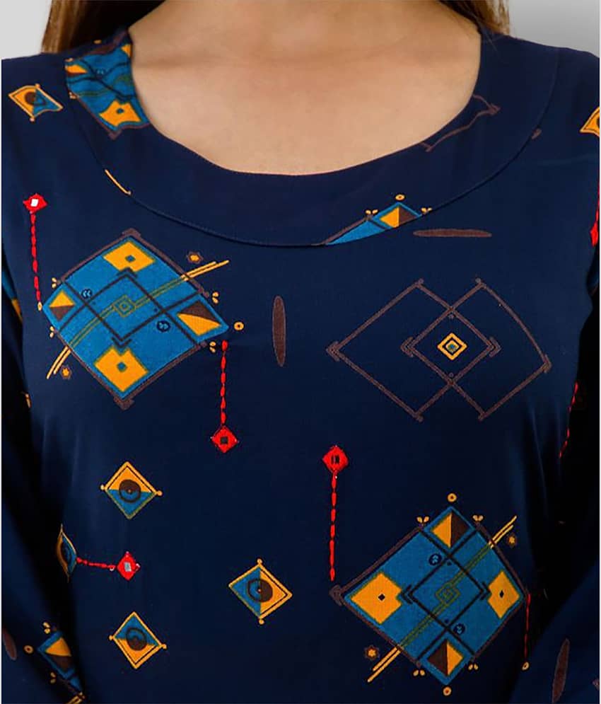 Lee Moda Pack of 1 Rayon Printed Flared Women's Kurti - ( Blue ) view 2
