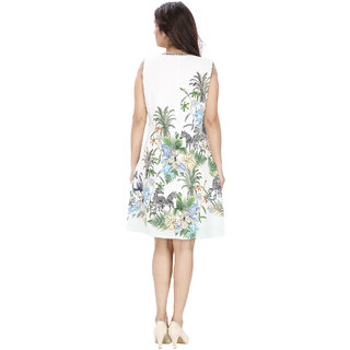 Svt Ada Collections White Cotton Printed A-line Midi Dress view 2