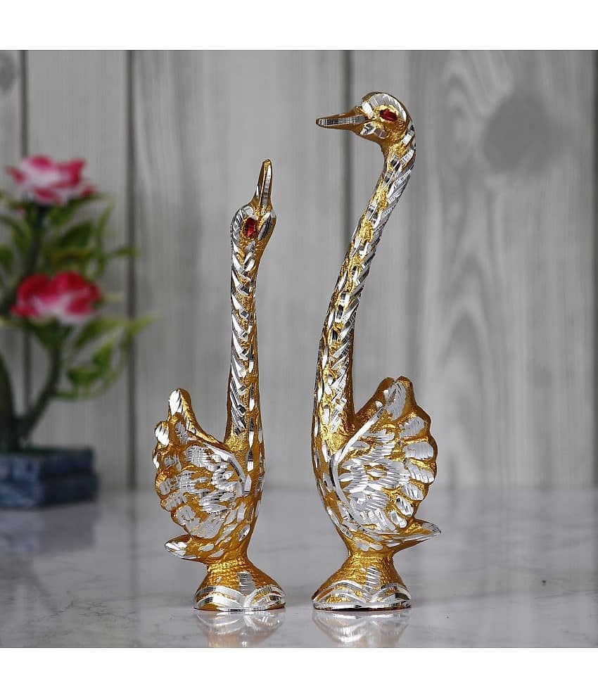 eCraftIndia Dancing Swan Couple Statues Decorative Bird Figurines Showpieces