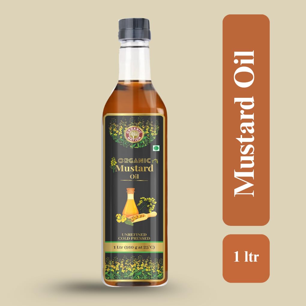 Organic Nation Mustard Oil 1 Ltr | Cold Pressed | 100% Pure & Natural |No Chemicals | Ideal for Cooking, Frying & Baking view 2