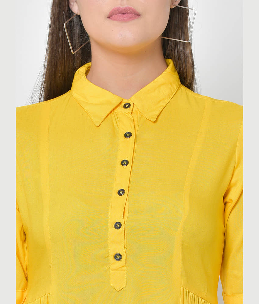 Pistaa - Yellow Viscose Women's Flared Kurti ( Pack of 1 ) view 2