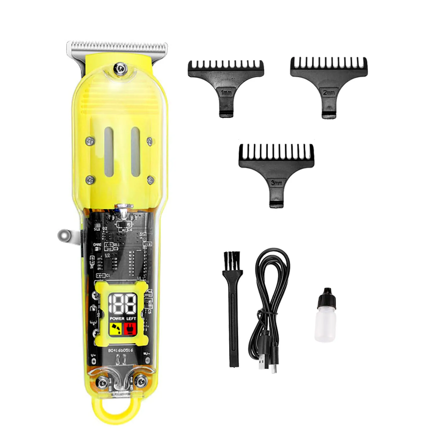 Professional Cordless T Blade Hair Clipper with 0mm Cutting, LED Display, and Long Runtime - Yellow by Ruhi Import Store