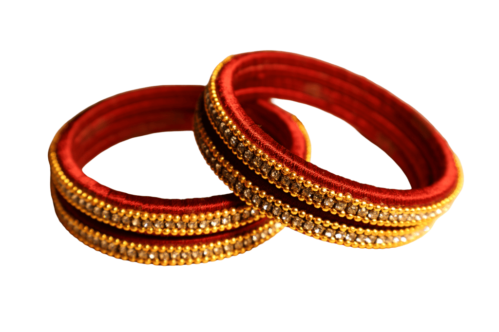 Red & Gold Beaded Bangles - Ethnic Elegance view 2
