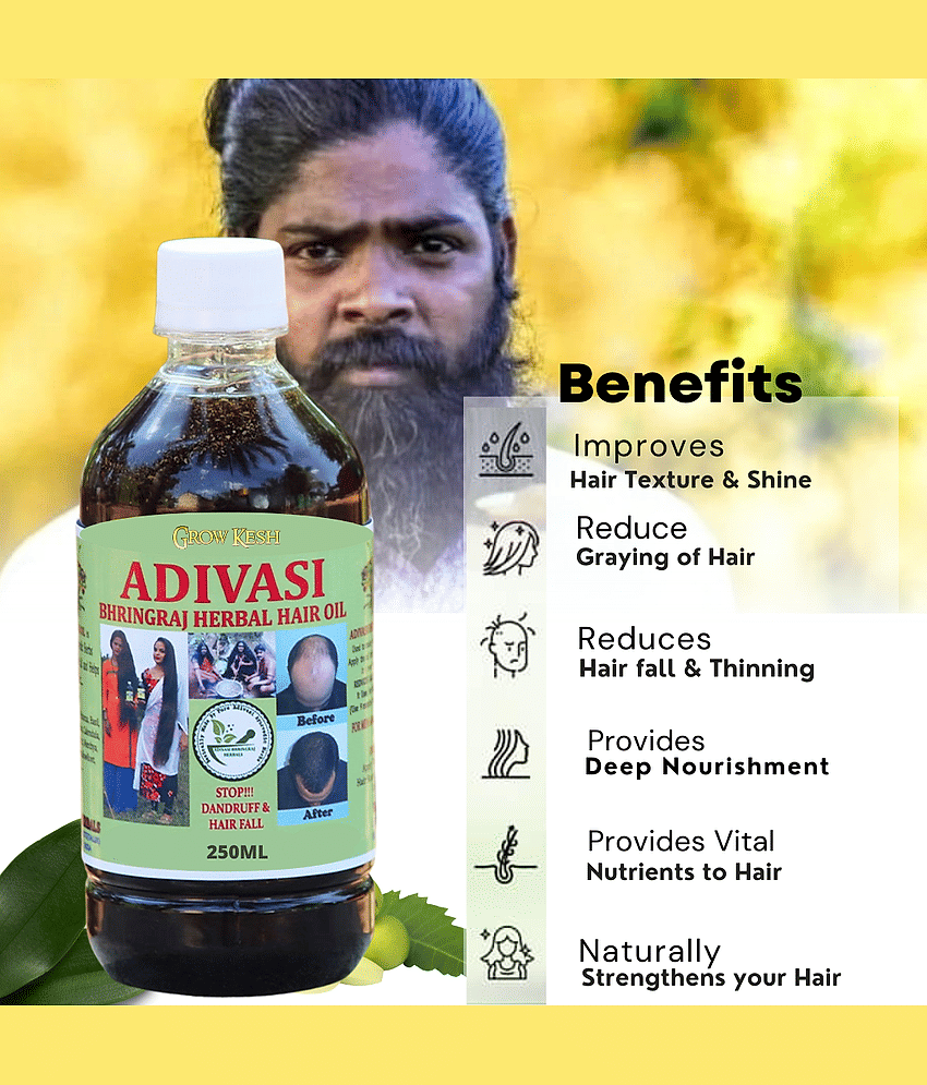 Adivasi Bhringraj Natural Hair Growth Herbal Hair Oil and Shampoo Combo(250ML)Pack Of 4 view 2