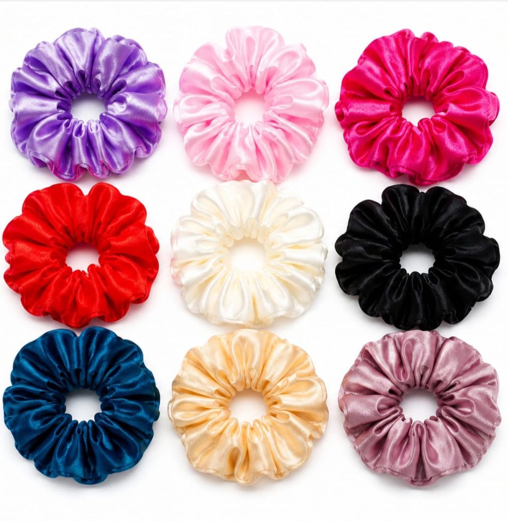 9-Piece Satin Silk Hair Scrunchies Set view 2