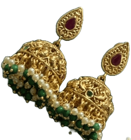 Bridal Gold Plated Antique Temple Jewellery Necklace Set With Ruby Stones view 2