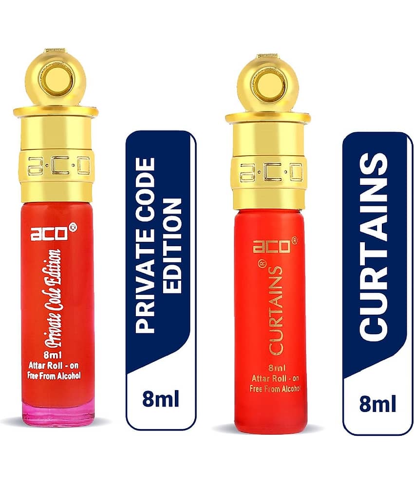 aco perfumes PRIVATE CODE EDITION & CURTAINS Concentrated Attar Roll On 8ml COMBO SET view 2