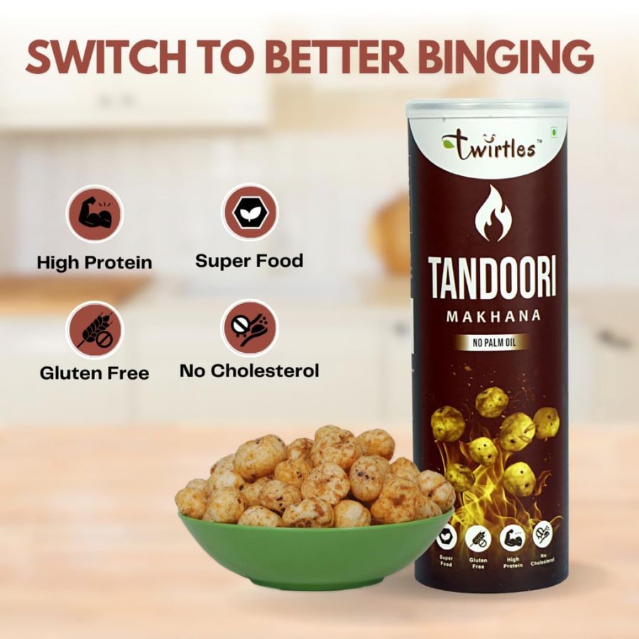 Twirtles Makhana Pack of 2 - Mint & Tandoori Combo (2 x 75g) | Healthy Snacking Bliss - 150 gm - Two snack packs view 2