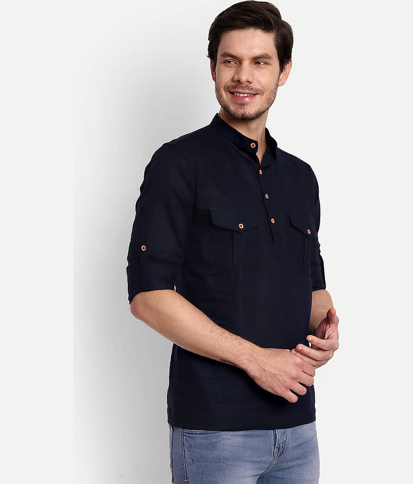 Vida Loca - Maroon Cotton Blend Men's Shirt Style Kurta ( Pack of 1 ) view 2