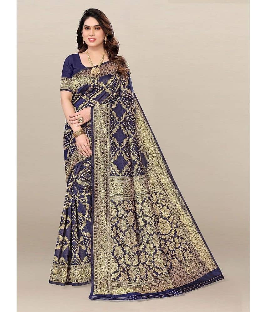 Om Shantam Sarees Banarasi Silk Embellished Saree With Unstitched Blouse Piece ( Rama )