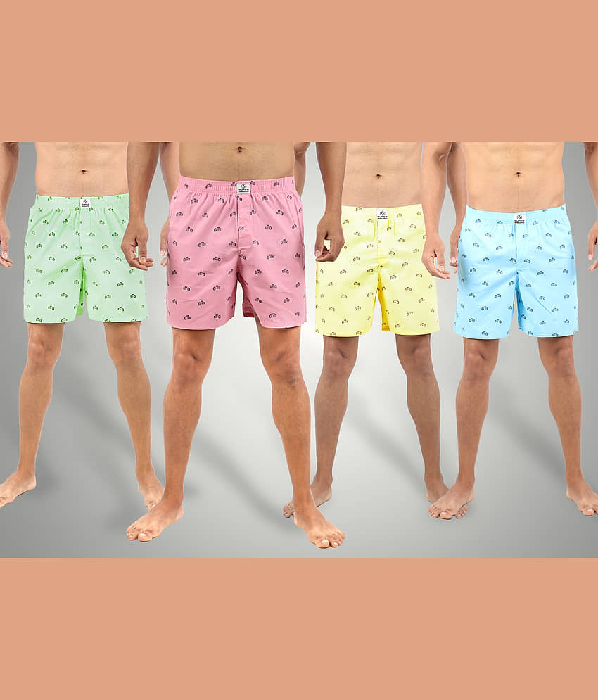 Supersquad Pack of 4 Cotton Boxers For Men's ( Assorted 10 )
