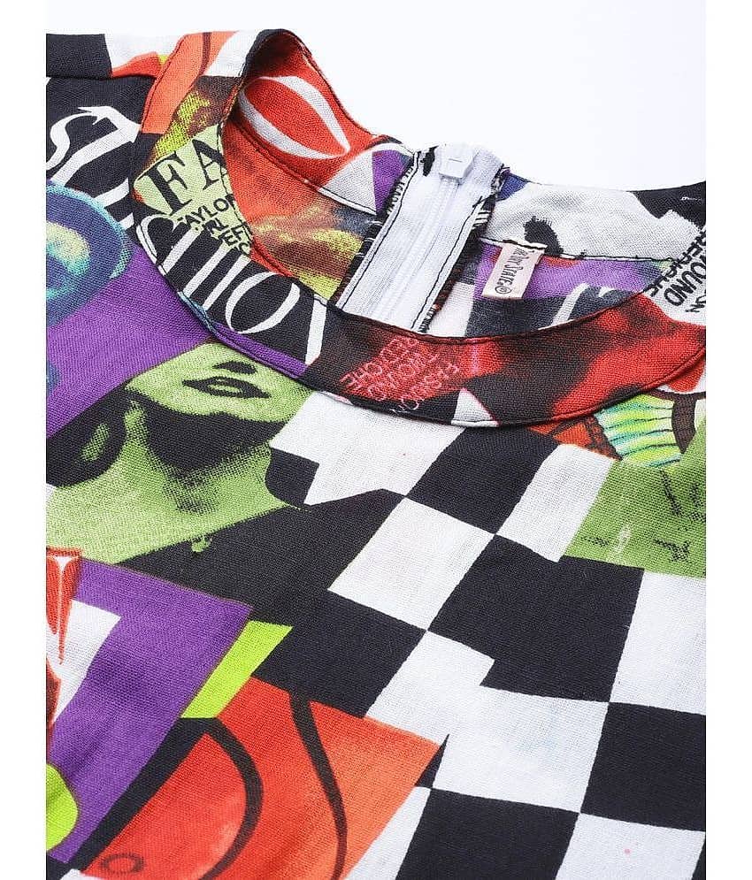 The Dry State Women Cotton Printed A-line Dress ( Multicolor ) view 2