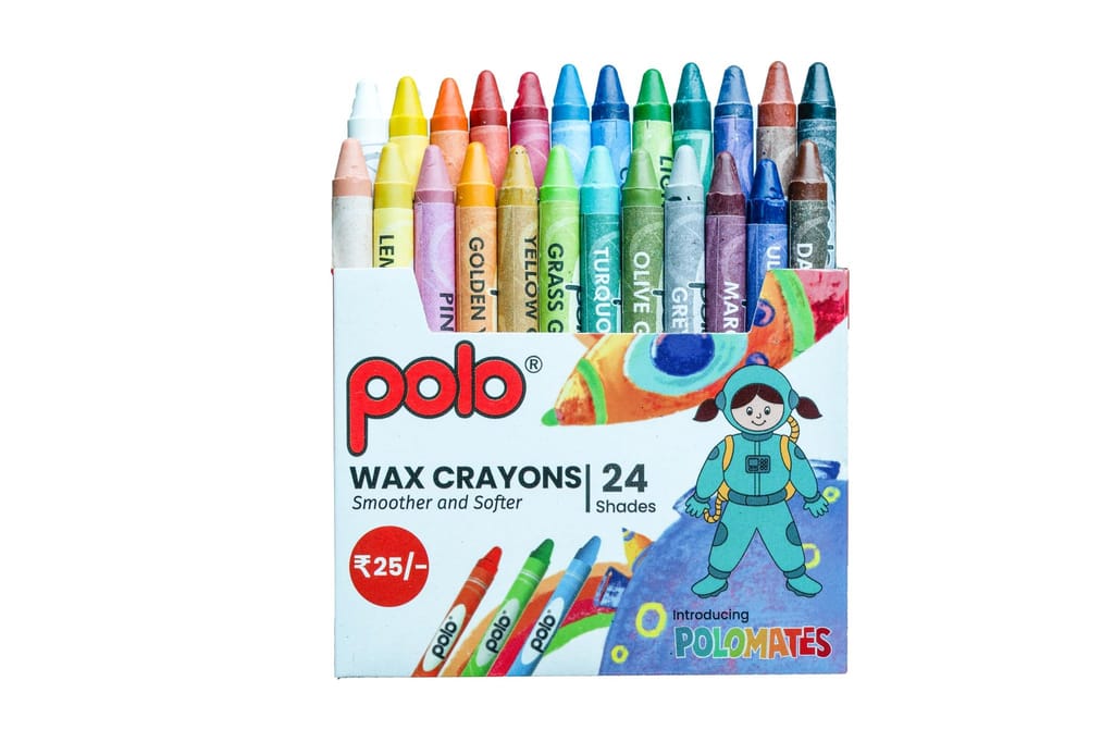 polo Wax Crayons - 24 Vibrant Colors, 57mm Long, Non-Toxic & Durable - Ideal for Kids, Artists & Creative Projects view 2