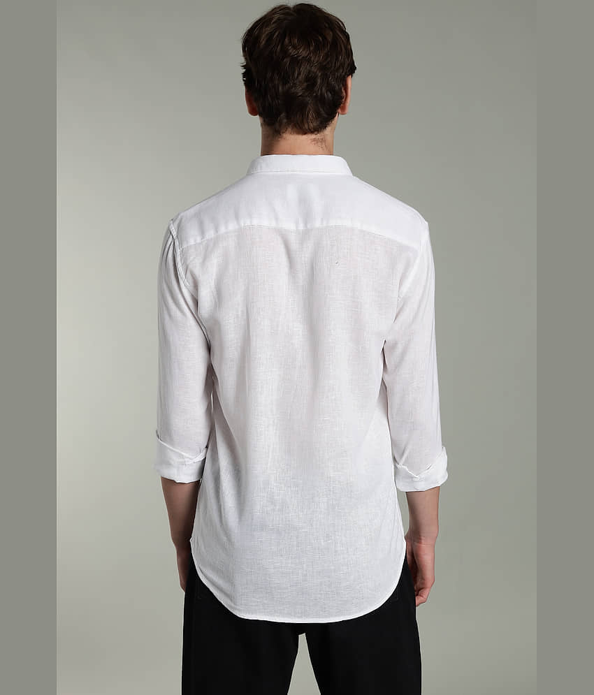 Paul Street Linen Slim Fit Solids Full Sleeves Men's Casual Shirt - White ( Pack of 1 ) view 2