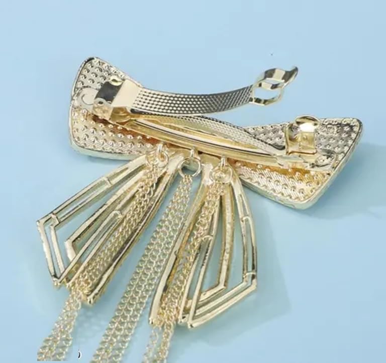 Korean Bow Design Pearl Tassel Metal view 2