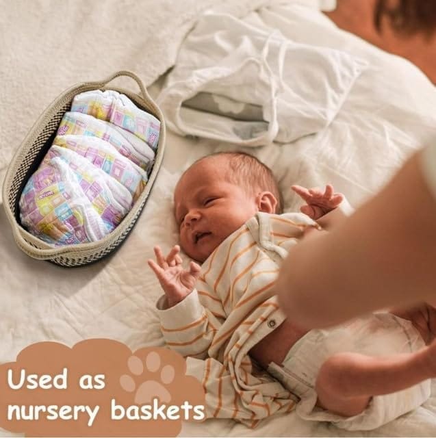 Generic Cotton Pack Of_1 Baby Basket 15x6 Inch Storage Basket For Clothes (Brown)-PID66444 view 2