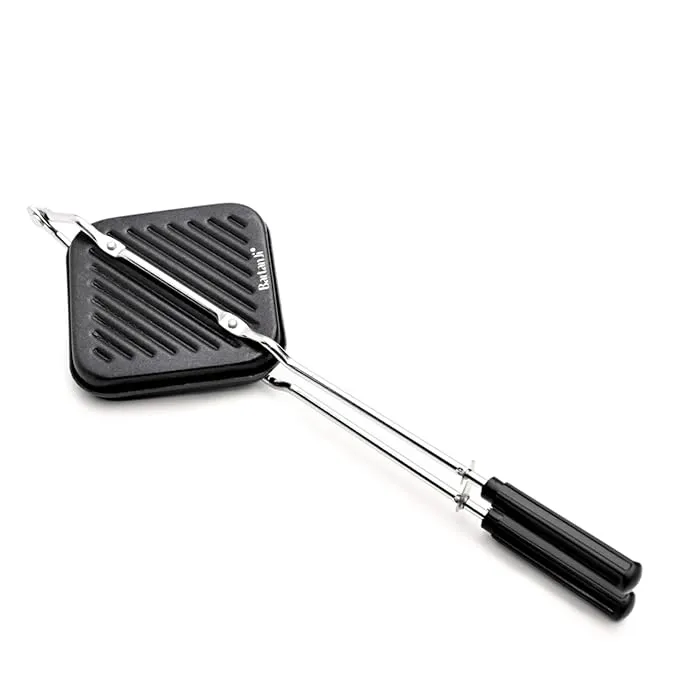 Grill Sandwich Toaster | 3 Layer Greblon Coating Non-Stick Surface | Non-Stick Sandwich Toaster for Gas Stove | Flame-Proof Aluminium Sandwich Maker with Heat-Resistant Handle