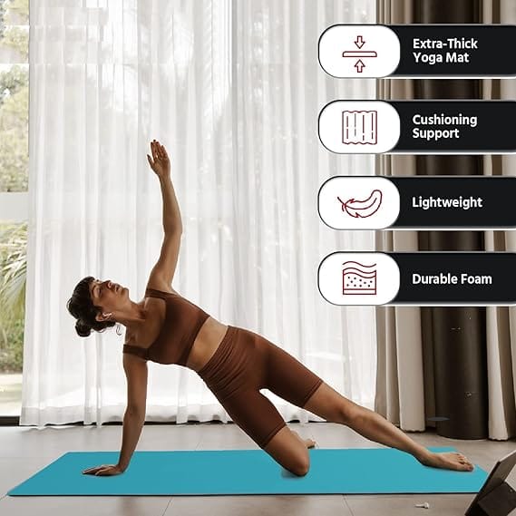 "Extra Thick TPE Yoga Mat - Eco Friendly, Non-Slip, High Density Exercise Mat for Pilates, Yoga, and Floor Workouts" view 2