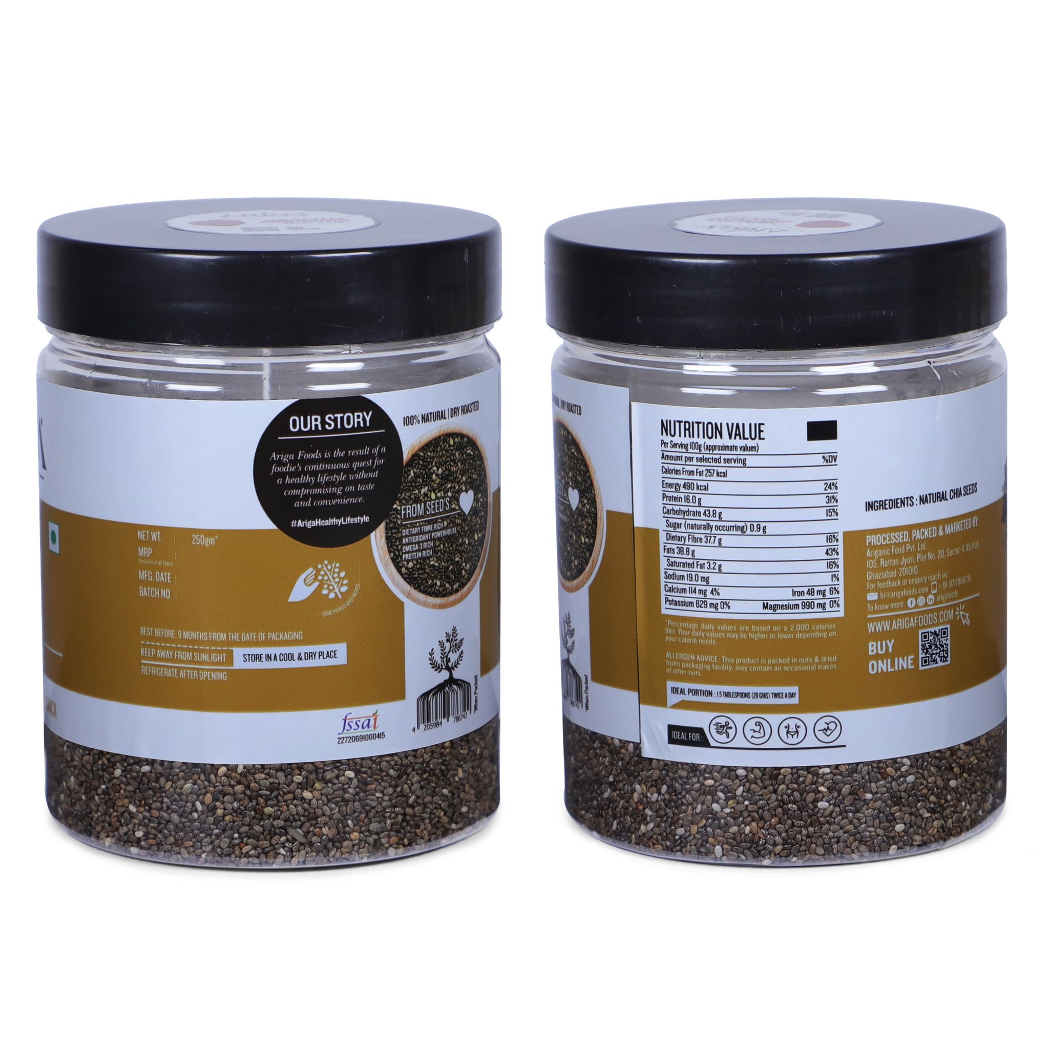 Ariga Foods Premium Roasted Chia Seeds (250 g) view 2