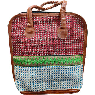 Jute shoulder hand bags, spacious design, womens fashion Multipurpose Bag (Red, 7.4 L) view 2