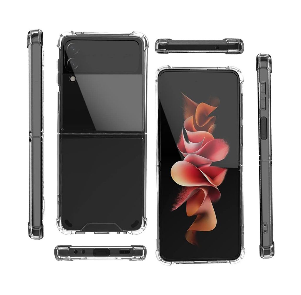 USTIYA Case for Samsung Galaxy Z Flip 4 5G Clear TPU Four Corners Protective Cover Transparent Soft funda view 2