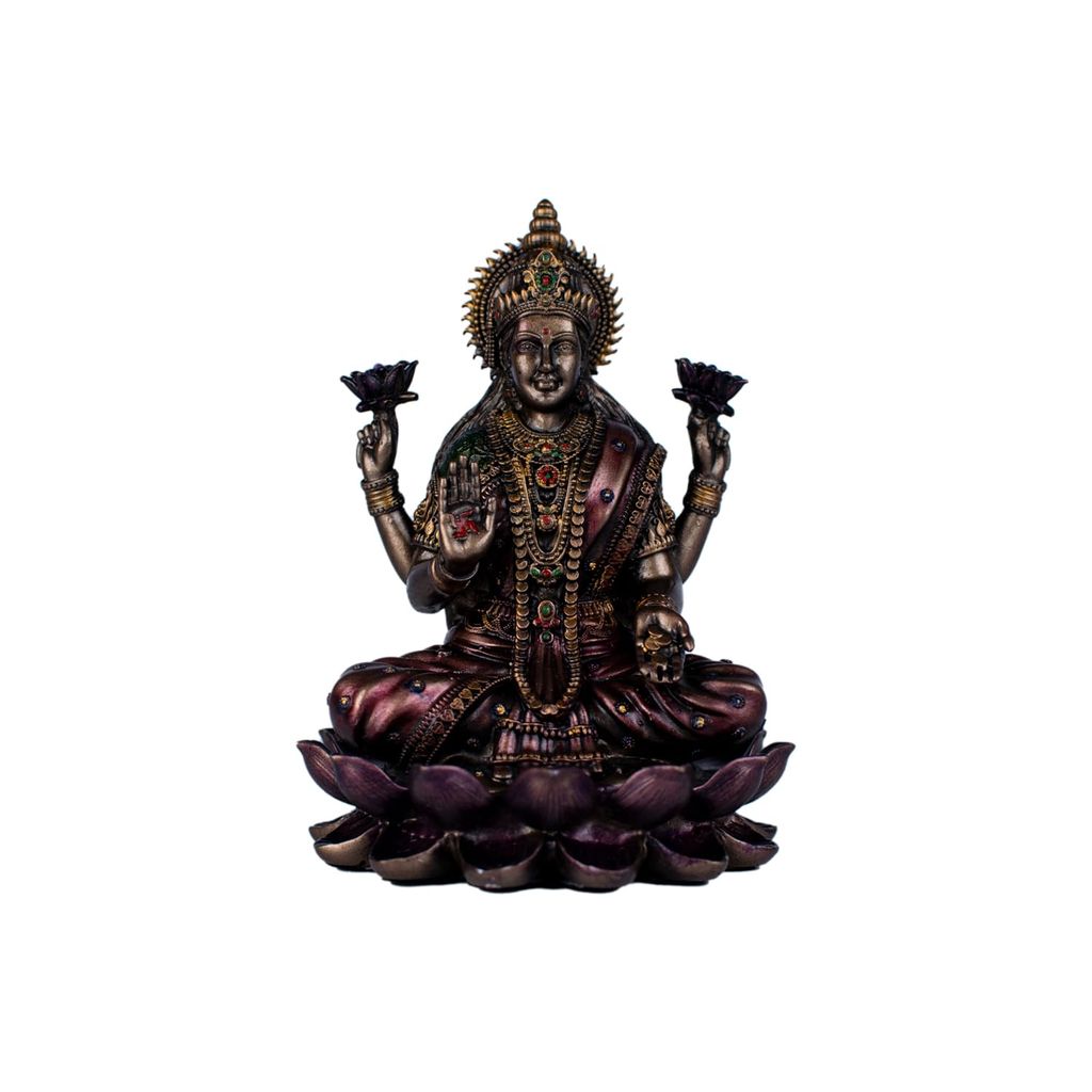 Craftlayout Laxmi Statue Sitting On Lotus 5.5 Inch view 2