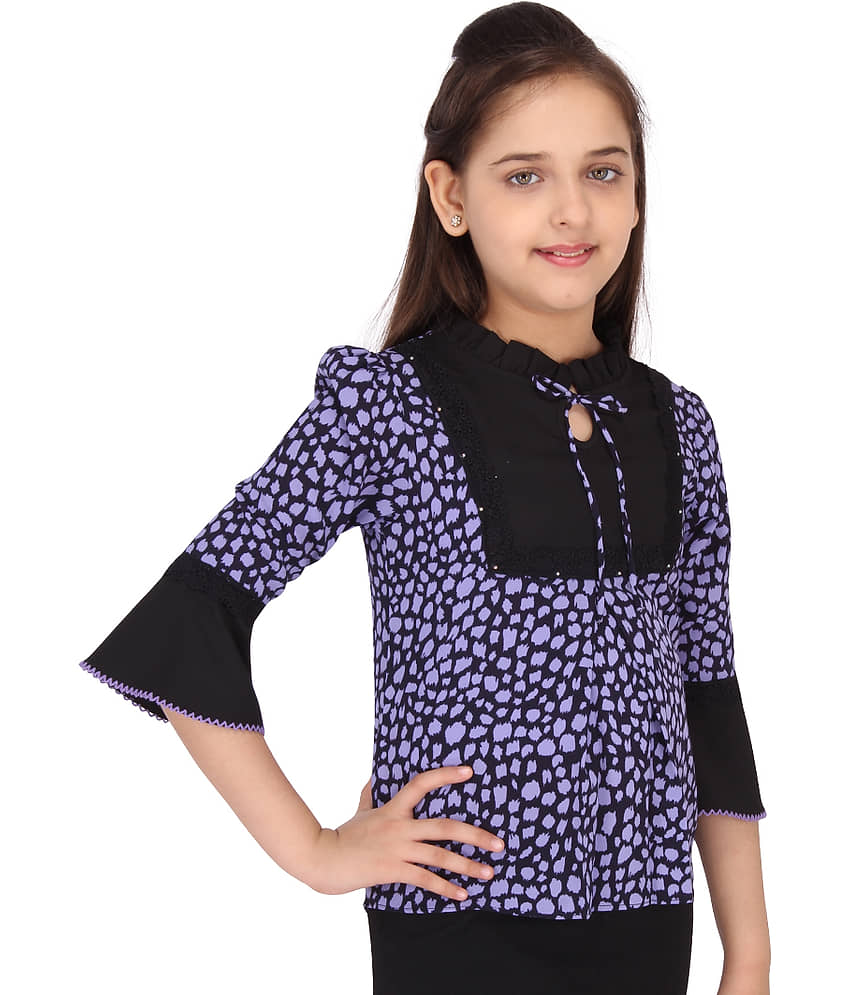 Cutecumber Girls Georgette Tops ( Purple ) view 2