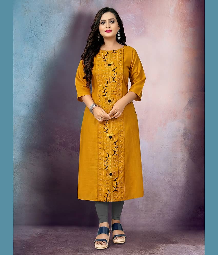 RIAANA Women Cotton Blend Embroidered Straight Kurti ( Multicolor ) view 2