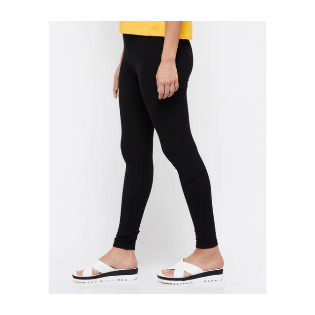 Women's Regular Fit Leggings (BLACK) view 2