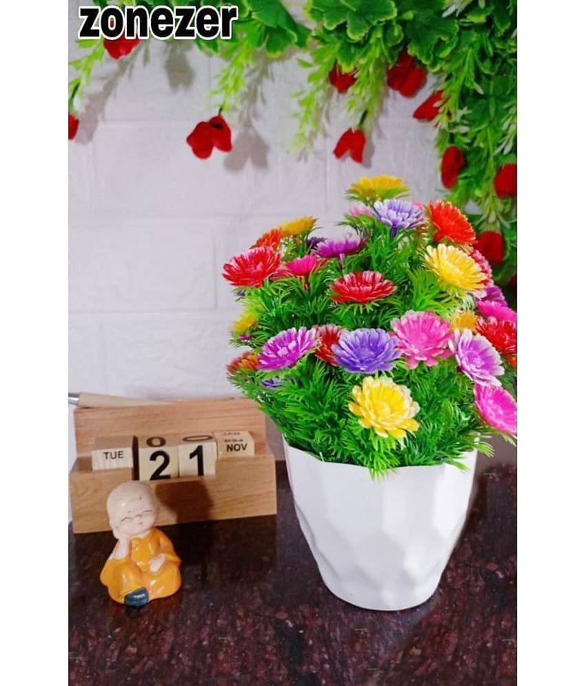 zonezer - Multicolor Sunflower Artificial Flowers with Basket ( Pack of 2 ) view 2