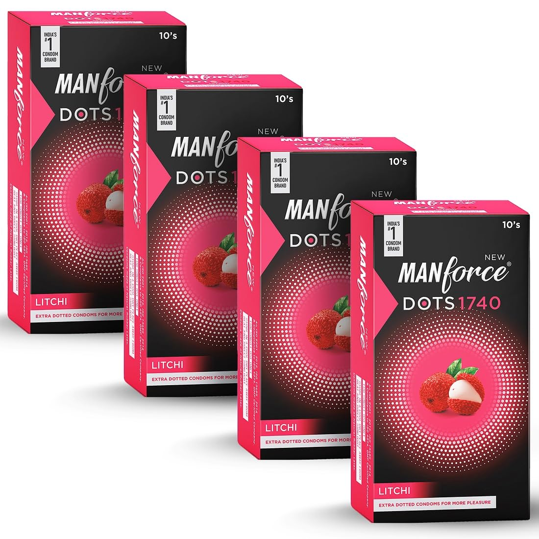 MANFORCE Extra Dotteds Litchi Flavoured Condom (Set of 4 40 Sheets) view 2