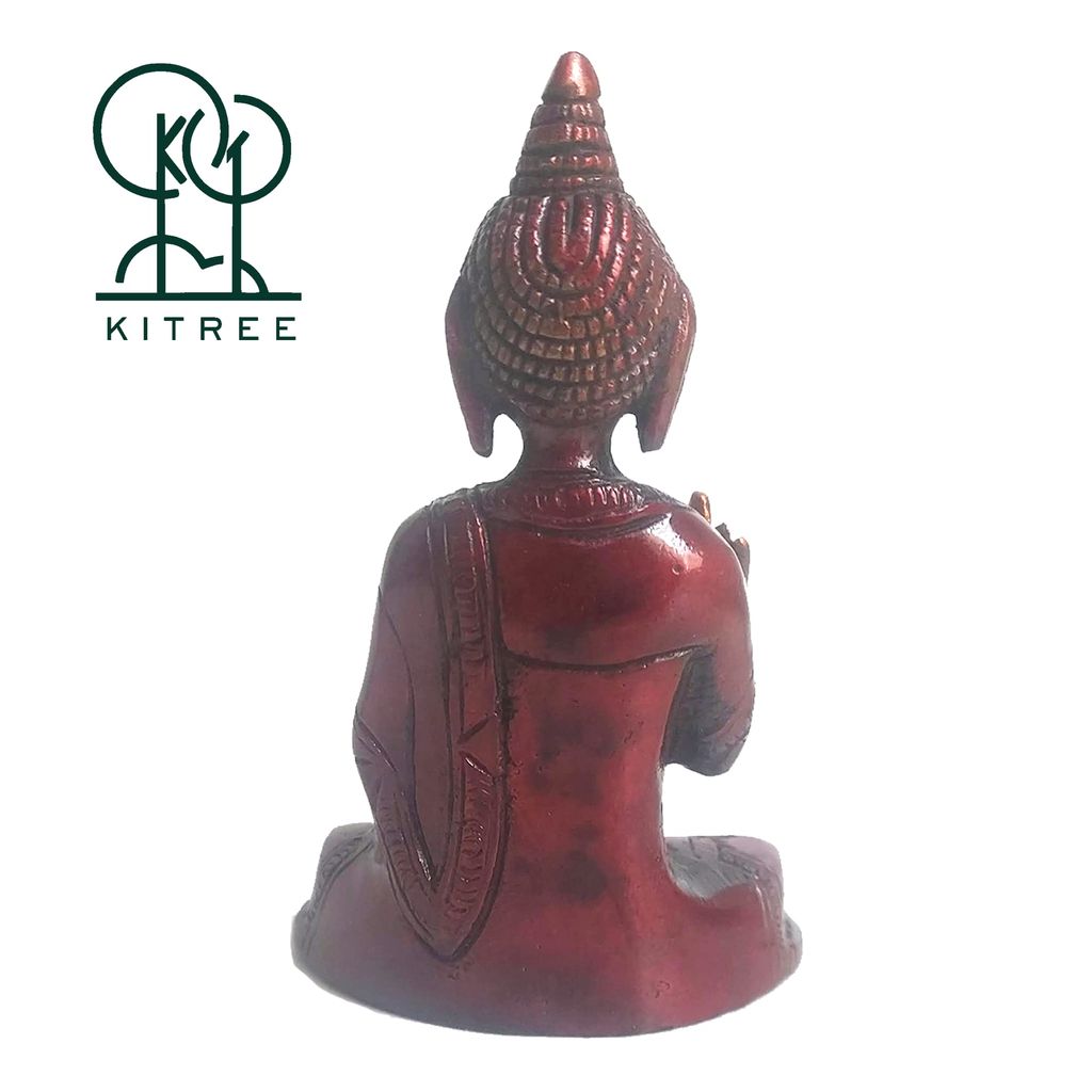 KITREE Lord Buddha Blessing Idol Made with Brass and Polished (4 INCH APROXX.) (Red) view 2