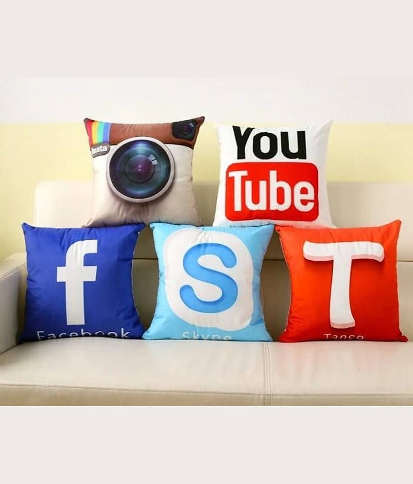 Home Style Set of 5 Jute Cushion Covers 40X40 cm (16X16)