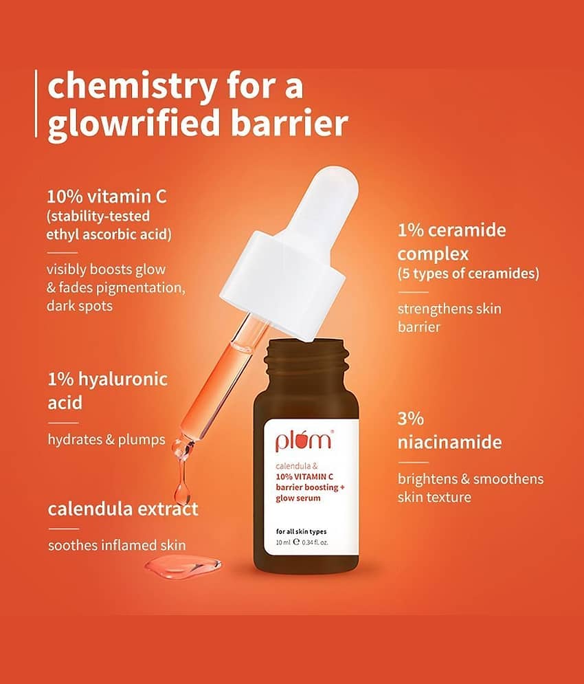 Plum 10% Vitamin C & Calendula Barrier Boosting + Glow Serum | Boosts glow (10 ml) view 2