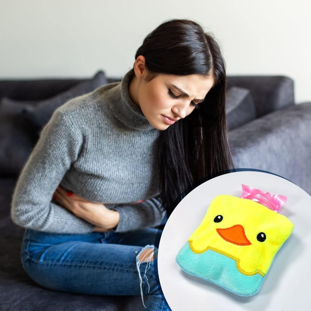 Ali Shipping Yellow Duck design small Hot Water Bag with Cover for Pain Relief, Neck, Shoulder Pain and Hand, Feet Warmer, Menstrual Cramps. view 2