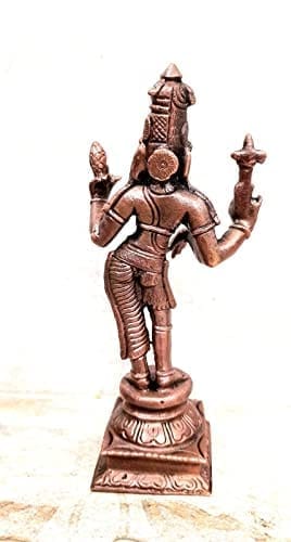 Searchers Paradise - Copper Idols Arthanaheeswarar,6 inches, Copper Handmade 450 Grams, Patina Antique Finish, Pack of 1 Piece view 2