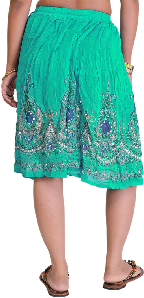 Emerald Short Skirt With Printed Flowers and Embroidered Sequins view 2