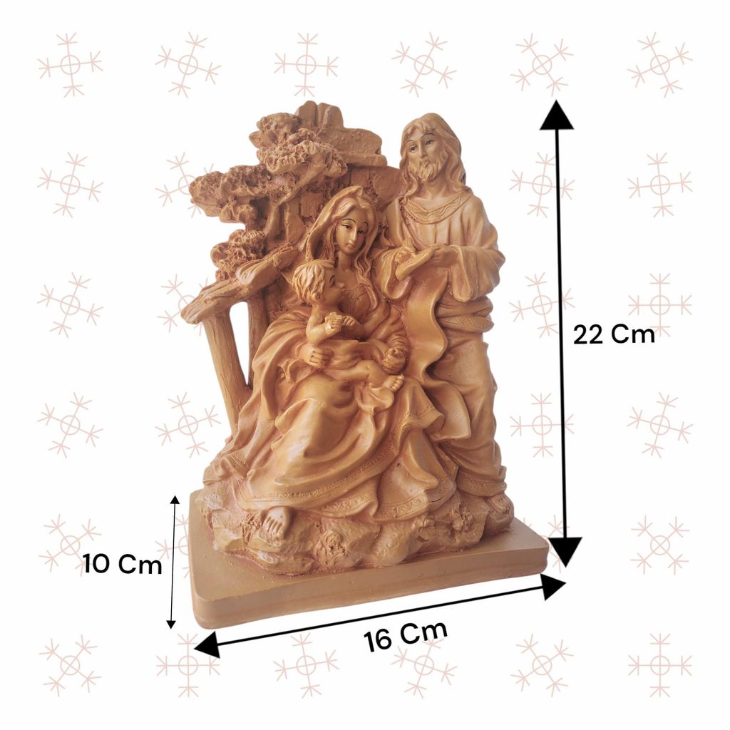 AMS Jesus Holy Family Statue | Resin Idol of Joseph, Mary & Baby Jesus in Wooden Finish | Christian Religious Showpiece for Prayer Room, Altar, Home Decor & Christmas Gift | 22Hx16Lx10W cm view 2