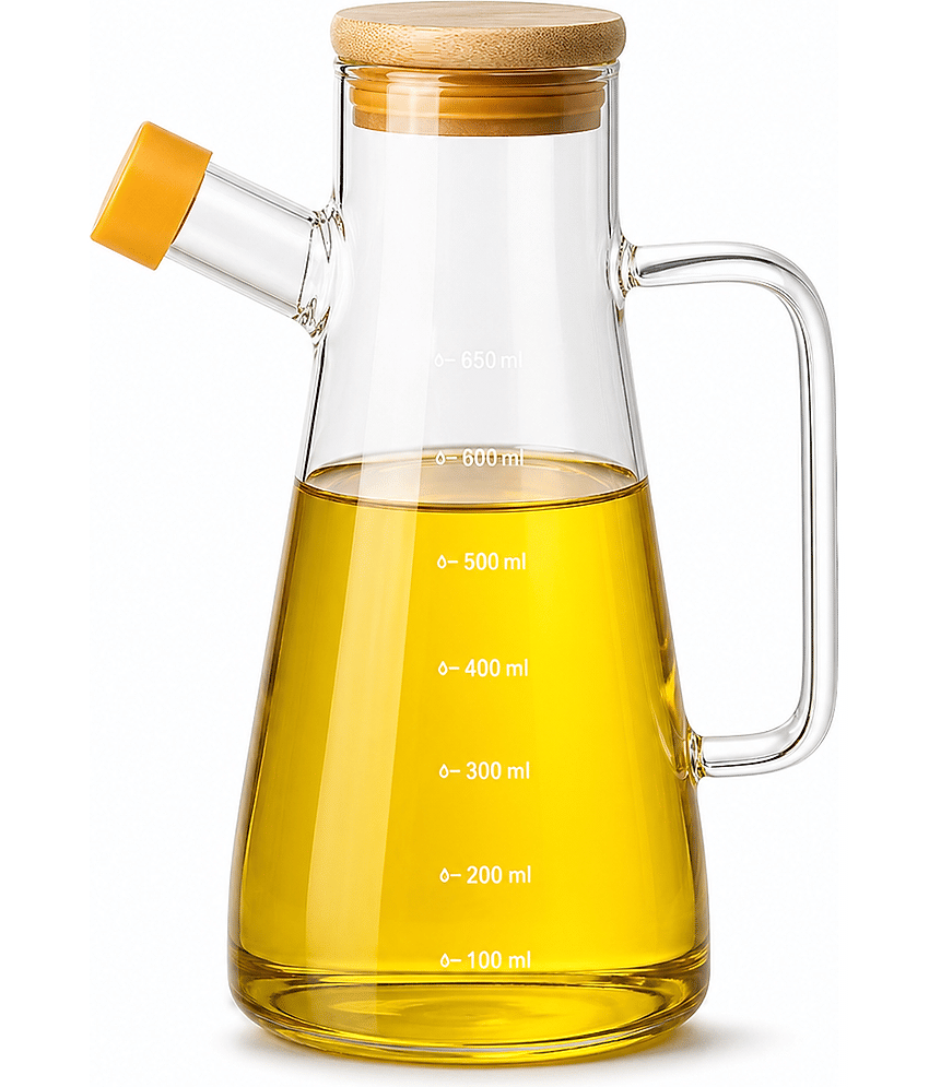 SHARUJA 920 ML oil dispenser Glass Transparent Oil Container ( Set of 1 )
