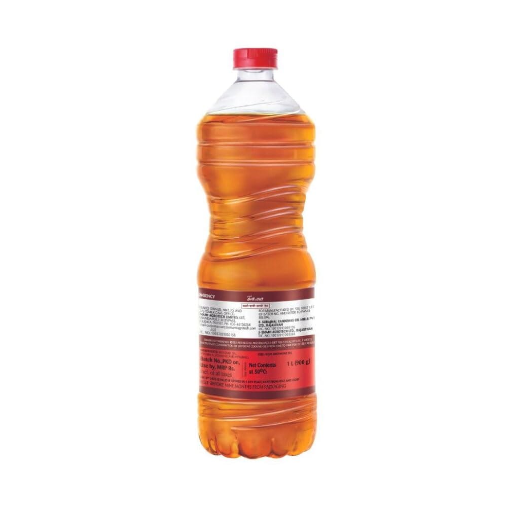 Emami Healthy And Tasty Kachi Ghani Mustard Oil Pet Bottle, 900G/, 1L view 2
